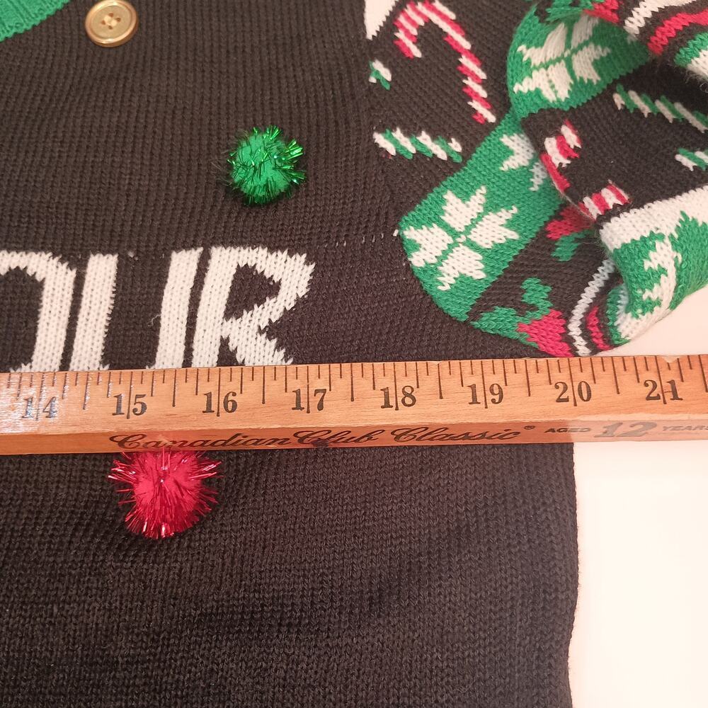 Christmas Sweater "Treat Your Elf" Ugly Sweater Sequins PomPom Bells NWT Size LG - Picture 7 of 10
